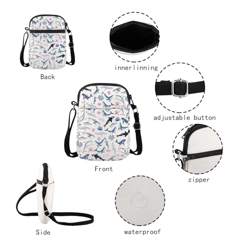 JXGZSO Whale Crossbody Bag Sea Marine Life Shoulder Bag Ocean Animals Lovers Gift Biologist Gift3