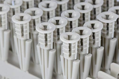 NCaan 120pcs Plasterboard Wall Plugs & Zinc Plated Countersunk ScrewsExpanding BarrelAnti Rotate RibsBarbed JawsSuperior Tight GripStrong HoldRaw Plasterboard Fixings (60 Wall Plugs & 60 Screws)