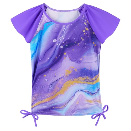 Image of Girls Rash Guard 2 Pieces Bathing Suit UPF50+ Swimsuit with Swimming Skirt Swimwear 2-14Y