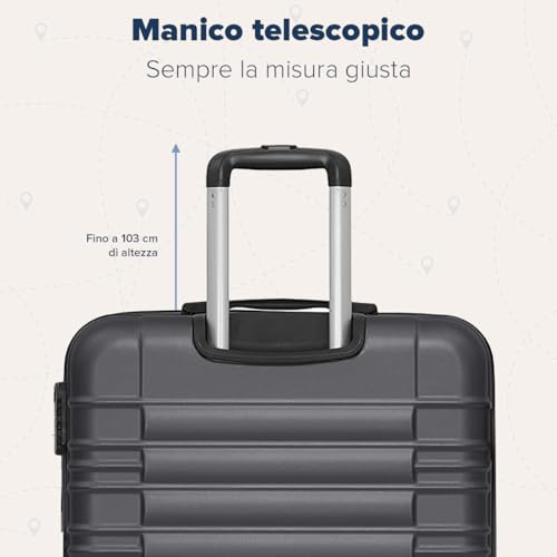 Trvlmore Set Valigie Rigide - Valigia Da Stiva - Set Valige - Valigia Da Viaggio - Set Valigie Set Trolley - Set 3 Valigie - Tris Valigie - Grigio - 5