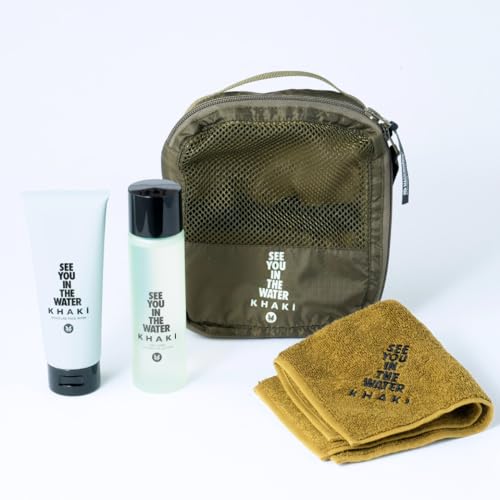KHAKI × MAGIC NUMBER カーキ マジック ナンバ ポーチ タオル 付き スキン ケア 2 点 セット メンズ オールインワン 化粧 水 医薬 部外 品 119 ml 洗顔 フォーム 100 g セージ シダーウッド ローズマリ 天然 精油 香り 乾燥 毛穴 肌荒れ ニキビ シミ 敏感肌 脂性肌 乾燥肌 (スキンケア2点・ポーチ・タオルセット)