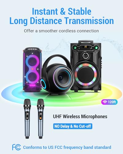 XZL Wireless Microphones, Dual UHF Dynamic Microphone with Rechargeable Long-Distance Receiver, for Karaoke, Home KTV, Speech, Wedding - Navy - Image 3
