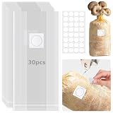 UNIFAMILY 30pcs Mushroom Grow Bags 6 Mil, Mushroom Bag with Self Healing Adhesive Injection Ports, Spawn Bags for Substrates Strong Tear Resistant with 0.2 Micron Breathable Filter
