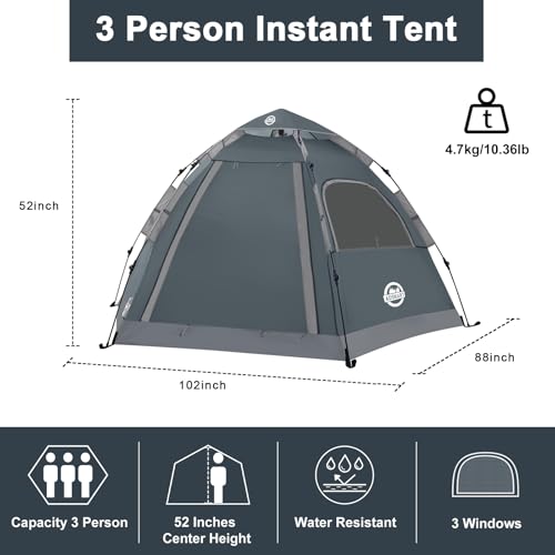 Carpa instantánea para camping 3 personas impermeable miniatura 2