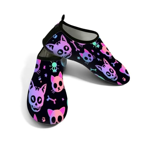 Zapatos de agua para mujer y hombre, diseño de esqueleto de Halloween, zapatos de playa, calcetines de natación de secado rápido, Gato esqueleto de Halloween, 36/37 EU