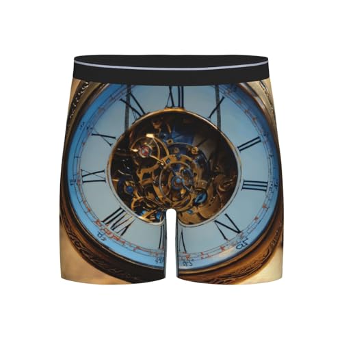 HUIopq Gears Clock - Calzoncillos tipo bóxer para hombre, elásticos, suaves, transpirables, para uso diario, Negro, S