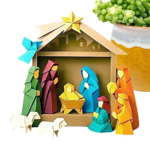 Handgemachte Weihnachtskrippe DIY Papier Krippe Weihnachten Or-igami...