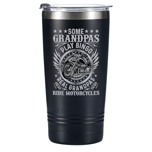Onebttl Biker Grandpa Motorcycle Gifts for Men, Tumbler Travel Coffee Mug, Dad, Rider, Stainless Steel 20oz/590ml - Real Grandpa