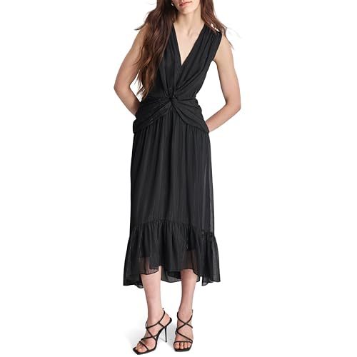 Image of DKNY Womens V-Neck Twist Front Sleeveless Dress