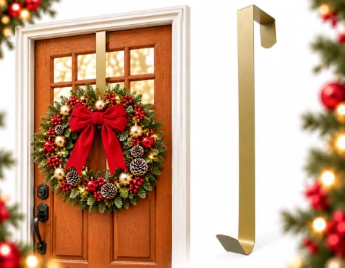 Simply Products Appendini in metallo per ghirlande natalizie, 35 cm, ideali per casa e ufficio, gancio sopra le porte (oro)