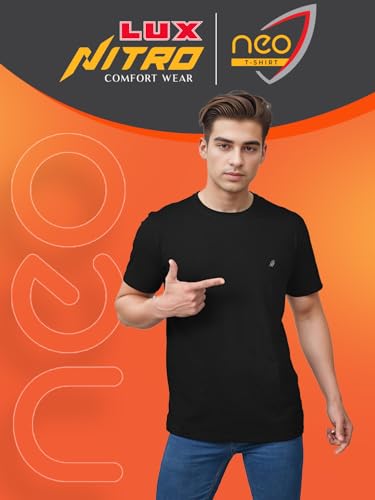 Image of Lux Nitro Cotton Round Neck T-Shirt for Men | Half Sleeve | Regular Fit | Comfortable Everyday Casual Wear