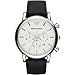 Emporio Armani Orologio Uomo, movimento cronografo al quarzo, cassa in acciaio inossidabile 46 mm con cinturino in pelle, AR1807, Bianco Sporco e Argento, 46 mm immagine