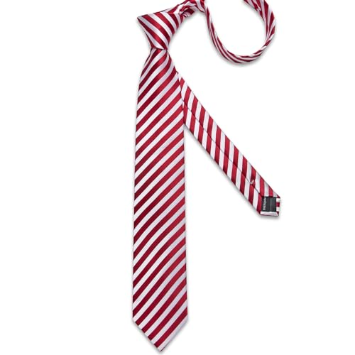 Image of DiBanGu Mens Tie Silk Plaid Striped Necktie and Pocket Square Cufflinks Tie Clip Set with Gift Box Formal Wedding Party