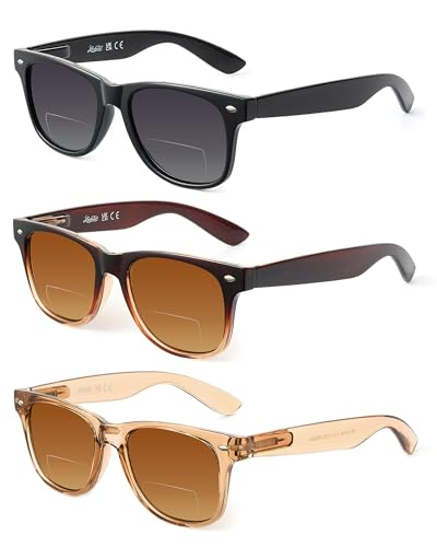 LADEESSE 3 Pack Bifocal Reading Sunglasses for Women, UV400 Sun Readers Glasses Spring...