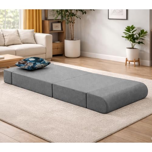 Image of Convertible 3 * 6 Single Seater Sofa Cum Bed | Foldable Sofa Bed for Apartments & Studio Rooms (Grey, COMFORTMAX)