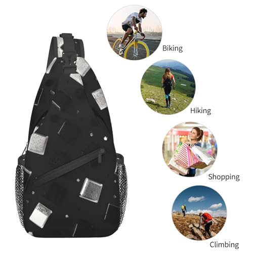 Mochila cruzada MyPiky negra y blanca con brillo miniatura 6