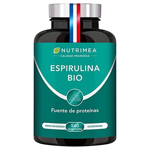 Espirulina Ecológica Suministro para 6 Meses | 540 Comprimidos de 500mg | 100% BIO Vegano | Ideal Deporte Musculación Detox Antioxidante Subir Defensas | Rico en Vitaminas Proteínas y Oligoelementos