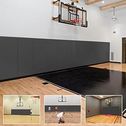 PROGOAL 4 Pack Wall Pads 2" Thick Foam Protection Wall Padding，Gym Basketball-Court Protectors，Durable Waterproof Wall Padding for Wall-Mounted Basketball Hoops(60" L x 20" W,Grey) Cover