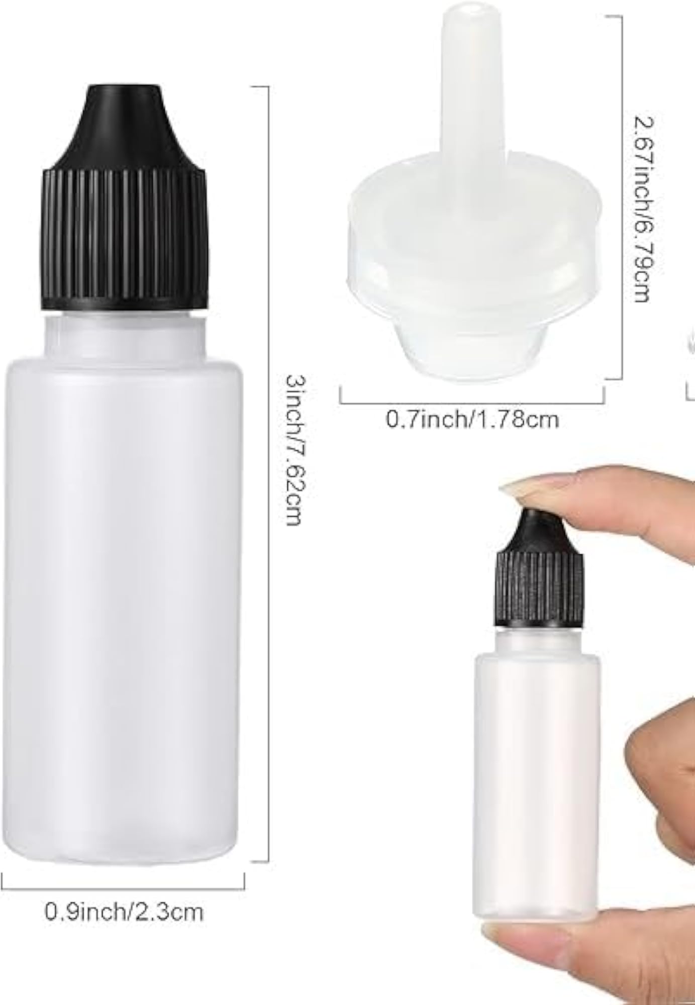 1/2 oz LDPE Plastic Thin Tip Dropper Bottles