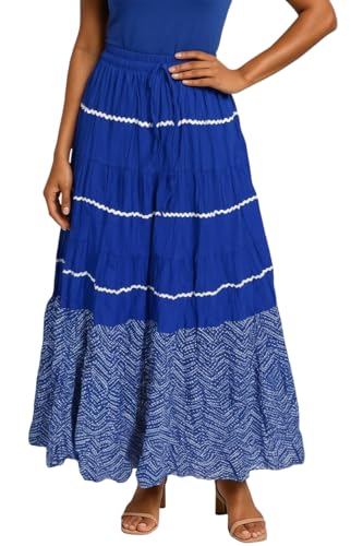 Image of Premium Long Skirt | Stylish Long Crushed Cotton & Unique Prints | Floor Length Skirt for Women | Elastic Waist Premium Maxi Skirt - Comfortable Casual Wear