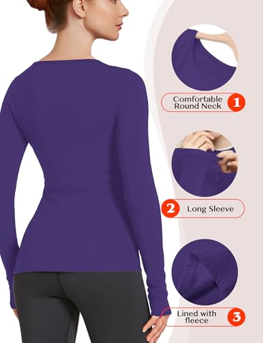 Image of Women's Long Sleeve Thermal Underwear Lightweight Compression Baselayer Shirt Women Clothing Premium Comfort Winter Tops
