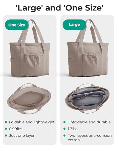 Image of BAGSMART Foldable Tote Bag with Drawstring Bag, Tote Bag Shoulder Bag Top Handle Handbag for Travel, Work, Beach, Gym