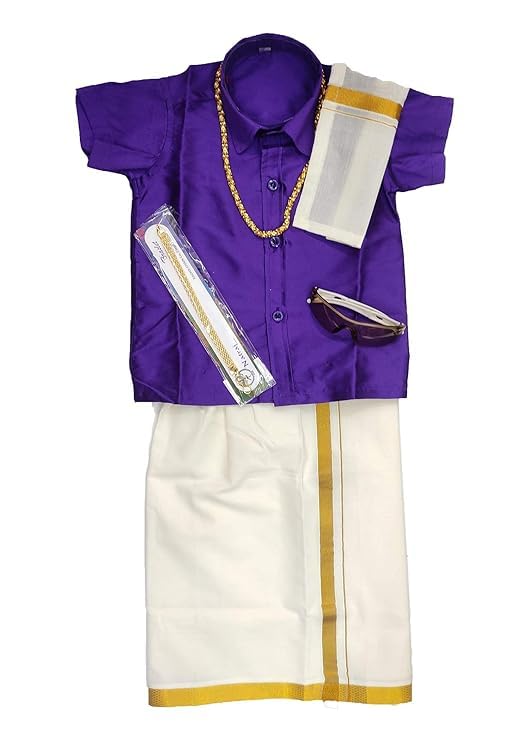 Bhandari Fashion Boys Regular Voilet Color Shirt And Dhoti Set-image-29