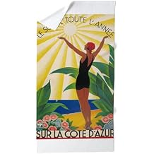 CafePress Sur La Cote D Azur, France; Vintage Poster Beach 30"x60" Absorbent Cotton Back, Soft Beach, Pool Towel