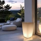 Arnusa Solar Blumenkübel 50 x 30 cm LED RGB Blumentopf nowoczesny ekierkowy Pflanzkübel Akku Gartenleuchte SolarlampeL8
