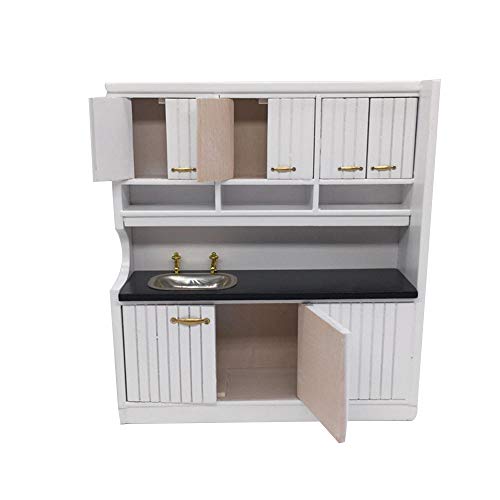 Sxfse Dollhouse Decoration Accessories, 1:12 Dollhouse Miniature Furniture Wooden Kitchen Cabinet Set #TOP6