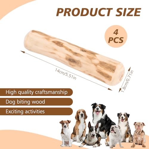 Rbleote 4 Stück Kaffeeholz für Hunde,Kaffeeholz für Welpen für Welpen für Kleine und Mittlere Hunde,Natürlicher Kauen-Spaß,Kauspielzeug,14 cm Lang