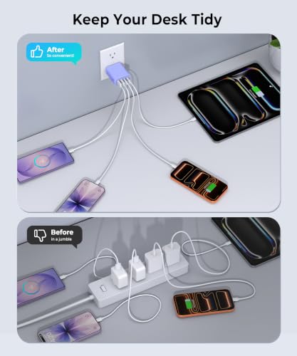 Image of 2 Pack 40W Fast USB C Charger Block, 4-Port PD Power Adapter Wall Charger