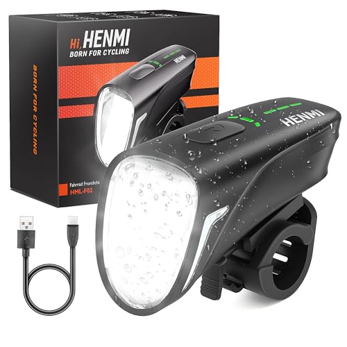HENMI LED Auto Fahrradlicht Vorne, USB Aufladbar Fahrradbeleuchtung 100 Lux...