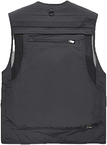 [Manatsulife] メッシュベスト メンズ カメラマンベスト フィッシングベスト 多機能 ジャケット 通気 アウトドア 大きいサイズ 多色 7898 (ダークグレー, L) 2枚目