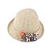 GALPADA Beach Summer Sun Hat Girls Straw Hat Wide Sun Protection Woven Hat Flat Top Cap for Outdoor Beach Seaside Travel Outdoor