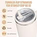 2 Pack 40 oz Tumbler Flip Straw Leak Proof Lid Replacement Fit for Stanley Quencher,40 oz Tumbler Lid Replacement for Stanley Cup,No Spill Proof Straw Cover for Stanley Cup Accessories (Cream White)
