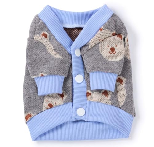 ICOUCHI 犬服 ペット服 ニットセーター 秋冬 トイプードル チワワ 防寒 暖かい 柔らかい ドッグウェア コート 犬用 パーカー 小中型犬 猫服 脱毛保護 お散歩 お出かけ ペット用品 (L,ブルー)