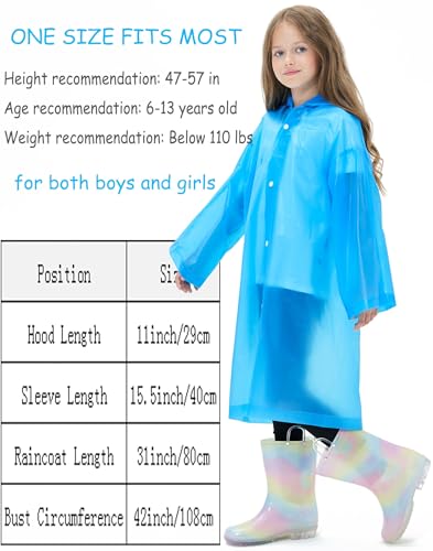 Image of 2 Pack Reusable Waterproof Raincoat EVA Emergency Rain Ponchos One Size Rain Jacket for Children, Boys and Girls