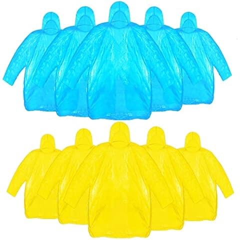 Pufeuoo 10 Pack Disposable Rain Ponchos, Emergency Raincoats for Women & Men Adult Waterproof Portable Raincoat for Hiking,Travel,Outdoor,Camping Cover