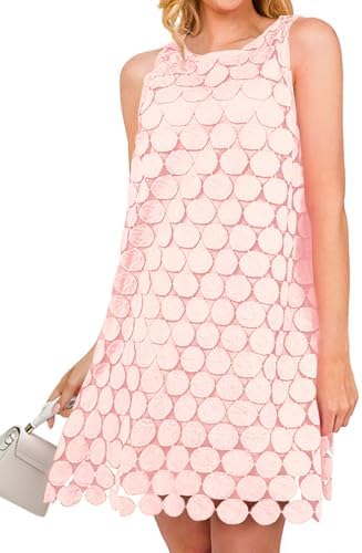 BTFBM Women Hollow Out Circle Embroidered Short Dresses Summer Casual Sleeveless Vacation Party Cocktail Tank Dress