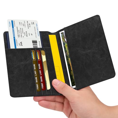 Image of FINTIE Passport Holder, Slim Travel Wallet RFID Blocking Card Case Cover Passport Cover Protector Essentials with Credit Card Slots for Women /Men | Slim
