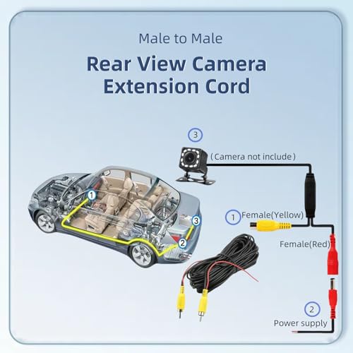Image of Backup Camera RCA Video Cable (33FT /10 Meters) Male to Male Connection Reverse Rear View Parking Camera Video Cable