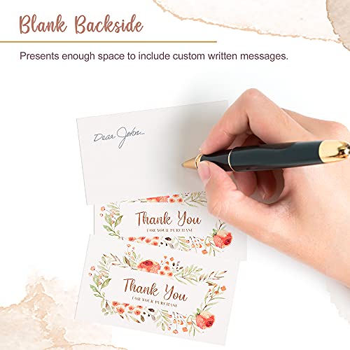 Danksagungskarten im Blumenmuster, 100er-Pack, 2 x 3,5 cm, Visitenkartengröße