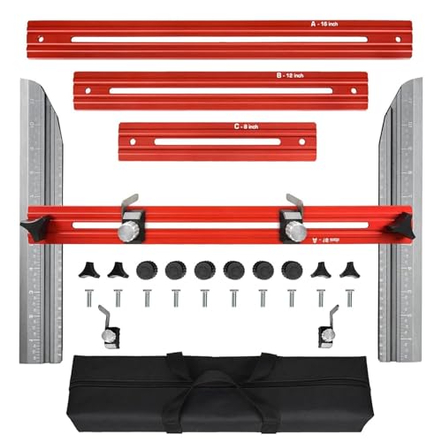 SAYEYBU Stair Tread Measuring Tool Jig, Stair Tread Gauge Measurement Tool, Stair Tread Template Tool And Measuring Jig, for Riser & Shelf Layout Tool,Red