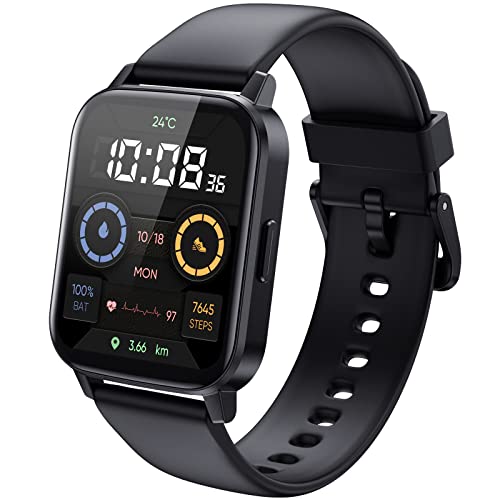 DIZO Watch 2 Sports Smart Watch for Android/iOS Phones Fitness Tracker with Heart Rate and Blood Oxygen Monitor,Sleep Monitor 5ATM Waterproof 1.69 in HD Full Touchscreen Smartwatch (Classic Black)