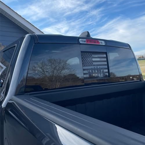 Image of Xinghe for Dodge Ram 2009 to 2024 2025 2026, American Flag Decals Stickers for Truck Back Middle Window, Matte Black USA Flag Decal