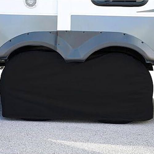 Image of UOIENRT Waterproof RV Tire Covers 2 Pack, Dual Axle Wheel Cover for 27 inch-30 inch Diameter Tires, Anti-UV Dual Tire Covers for Truck Trailer