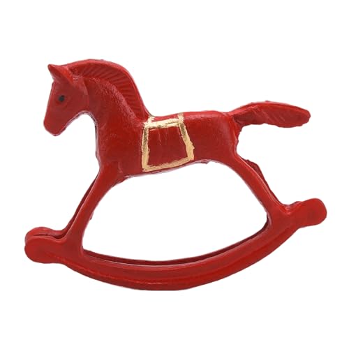 Estatua caballo mecedor de hierro fundido 6.3 pulgadas rojo
