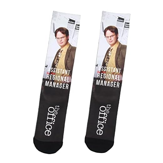 Bioworld The Office Men's Dwight Schrute Assistant To The Regional Manager Sublimated Adult Crew Socks 1 Pair