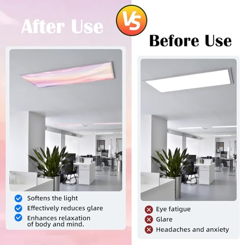 Image of ANGSYLTH 8 Pcs Fluorescent Light Covers - 4 x 2 Feet Covers for Ceiling Lights, 8 x 10 Magnetic Light Filters for Classroom, Office, Hospitals (Pink - Sky)